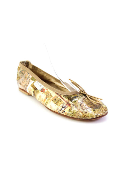 FS/NY Womens Map Printed Slip On Ballet Flats Beige Size 39 9