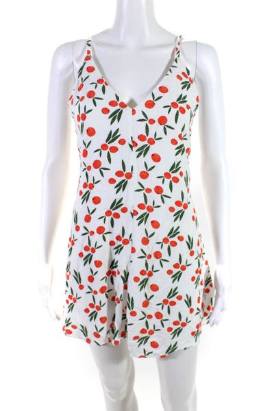 Bec & Bridge Women's Fruit Print Sleeveless V Neck Mini Dress White Size 2