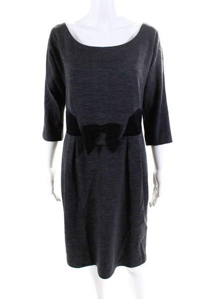 Milly Of New York Womens Bow Waist Pleated Front Dress Gray Wool Size Large