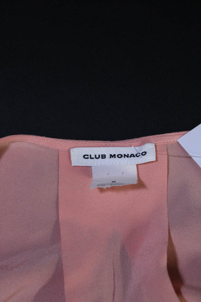 Club Monaco Womens Round Neck Short Sleeve Flared Hem Blouson Dress Pink Size 0