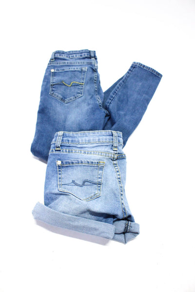 7 For All Mankind Girls Denim Distressed Mini Shorts Jeans Blue Size 10 14 Lot 2