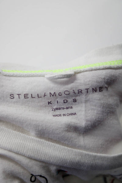 Stella McCartney Girls White Graphic Print Crew Neck Short Sleeve Tee Top Size 2