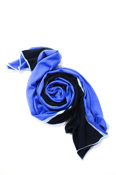 Derek Lam 10 Crosby Womens Blue Color Block Wool Knit Wrap Scarf