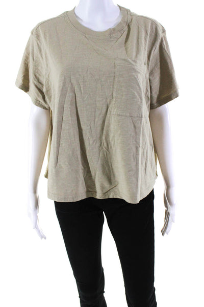 Apiece Apart Womens Cotton One-Pocket Short Sleeve Round Neck Top Green Size M