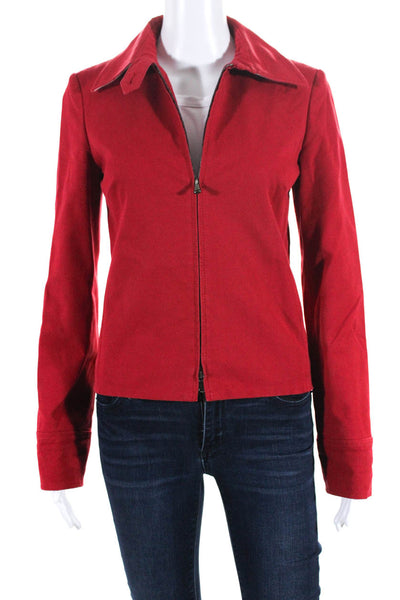 Les Copains Womens Unlined Stretch Twill Full Zip Jacket Red Size IT 38