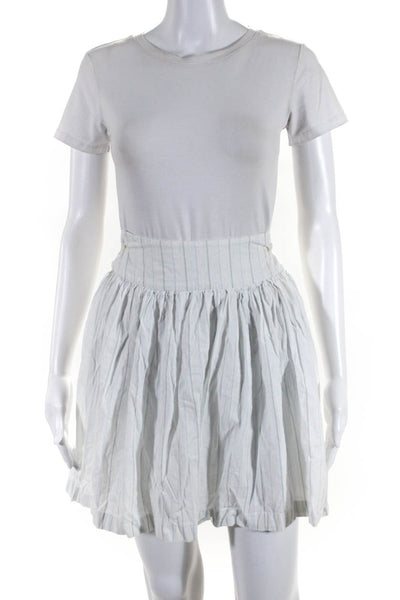 Ralph Lauren Polo Jeans Womens Cotton Striped Print Skirt White Blue Size S