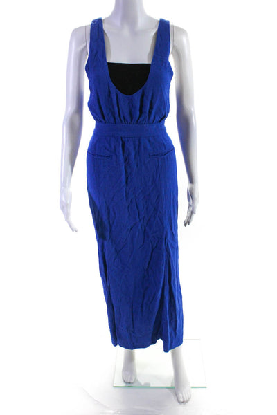Rachel Comey Women's Sleeveless Crossover Back Maxi Dress Blue Size XS