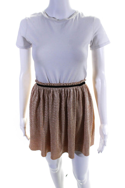 Kate Spade New York Girls Elastic Waistband Metallic A Line Skirt Brown Size 14
