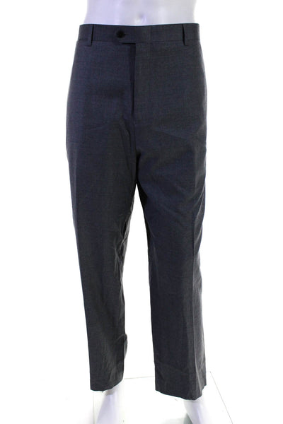 Buttoned Down Mens Gray Wool Pleated Classic Straight Leg Dress Pants Size 40X29