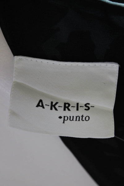 Akris Punto Womens Silk V-Neck Floral Sleeveless Shift Dress Blue Size 10