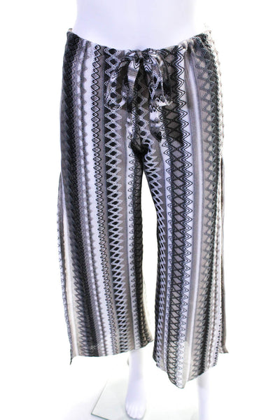 Becca Womens Stripe Drawstring Tied Textured Straight Leg Pants Brown Size S