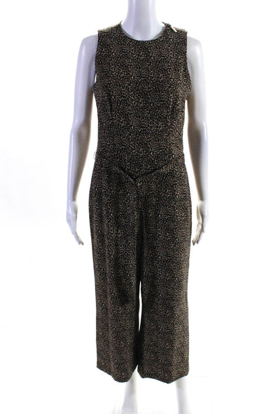Michael Michael Kors Women's Animal Print Sleeveless Jumpsuit Brown Size 4