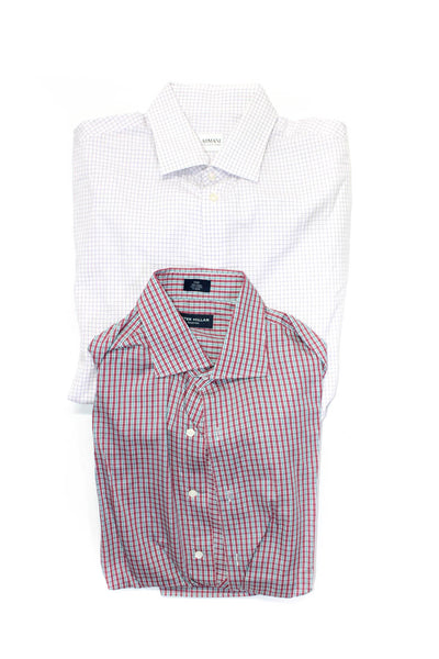 Armani Collezioni Peter Millar Mens Purple Checker Dress Shirt Size 16 L lot 2