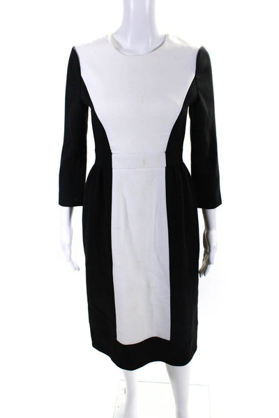 Kate Spade Women's Round Neck 3/4 Sleeves Color Block A-Lined Midi Dress Size 4