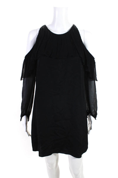 Calypso Saint Barth Women's Silk Off Shoulder Ruffle Shift Dress Black Size XS