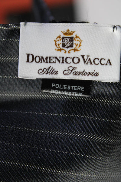 Domenico Vacca Mens Pinstriped Satin Pocket Square Silver