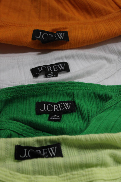 J Crew Womens Short Sleeve Shirts Green Orange White Size Medium Lot 4