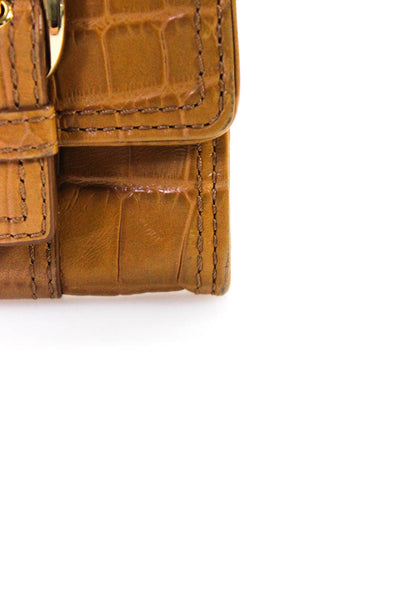 Michael Michael Kors Womens Embossed Leather Buckle Long Envelope Wallet Brown