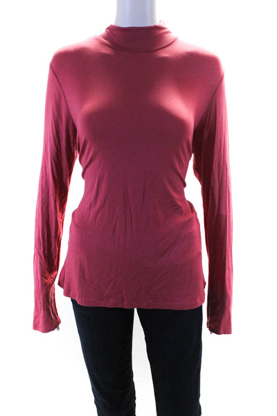 Tahari Women's Long Sleeve Cotton Turtle Neck Top Red Size XL