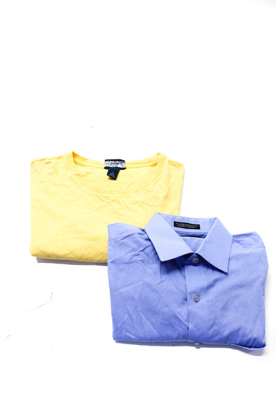Polo Ralph Lauren Pierre Cardin Mens T-Shirt Button Up Yellow Blue Size M Lot 2