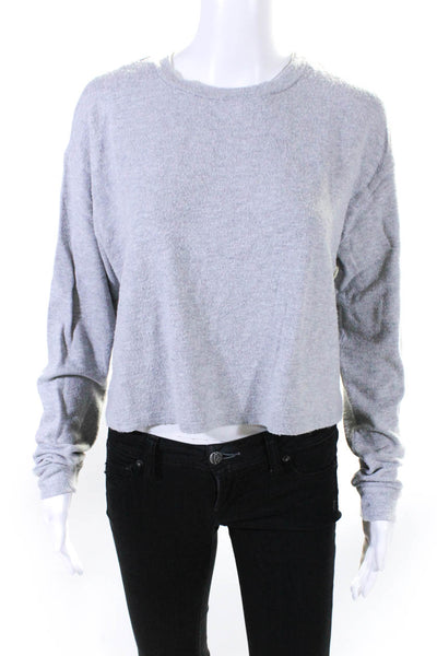 Reformation Jeans Womens Crewneck Long Sleeve Cropped Sweater Gray Size M