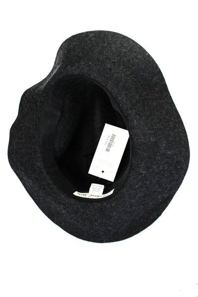 Michael Stars Womens Wool Wide Brim Belt Buckle Fedora Hat Gray Black Size OS