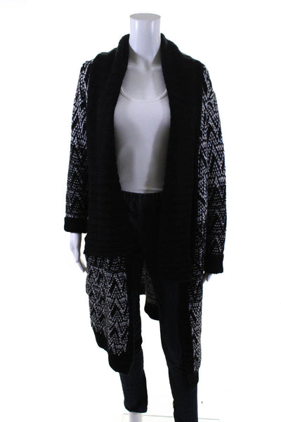 Tahari Women's Long Sleeve Wool Alpaca Open Cardigan Black Size 1X