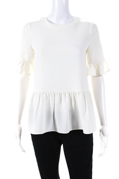Kate Spade New York Women's Short Sleeve Crewneck Peplum Blouse White Size XS