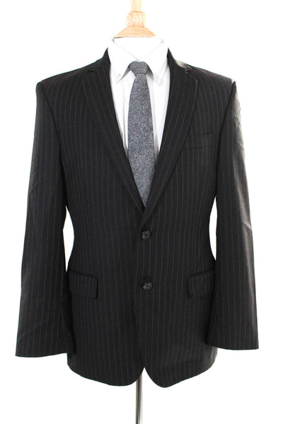 Ralph Ralph Lauren Men's Wool Two Button Striped Blazer Jacket Black Size 40S