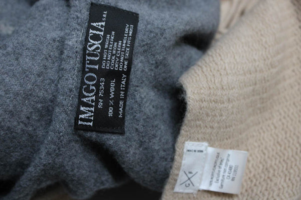 Imago Tuscia G F Gray Pink Wool Tight-Knit Fringe Edge Shaw Wrap 70in Lot 2