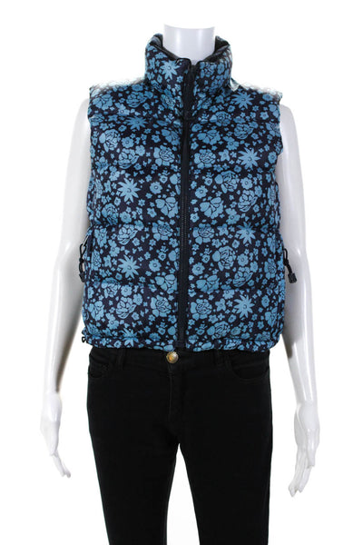 Ralph Lauren Polo Jeans Womens Floral Print Zipped Puffer Vest Blue Size PS