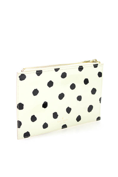 Kate Spade New York Womens Flamingo Dot Cosmetic Case Pencil Pouch Clutch Beige