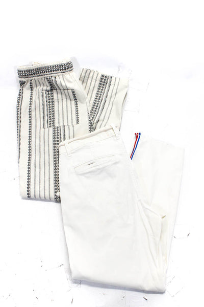 Anthropologie Sundry Womens White Cotton Printed Straight Pants Size XS 26 lot 2