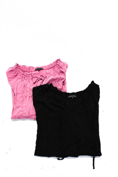Gibson Look Women's Ruffle Collar Short Sleeve Blouse Pink Size XL, Lot 2