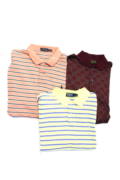 Polo Ralph Lauren Bobby Jones Mens Orange Striped Polo Shirt Size XXL XL L Lot 3