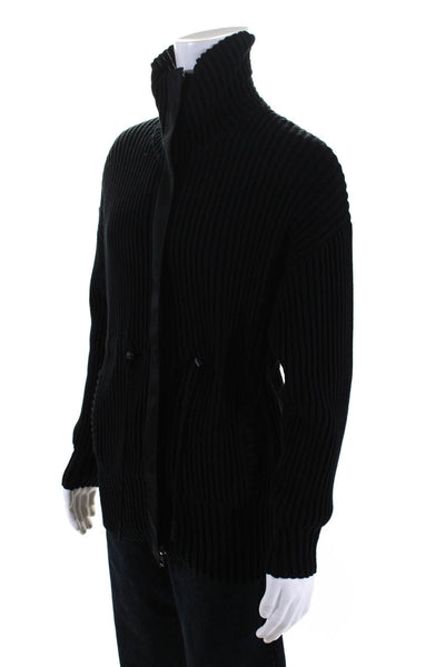 Varley Mens Cotton Ribbed Full Zip Turtleneck Long Sleeve Sweater Black Size XS