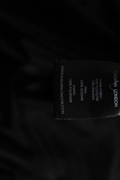 Galvan London Womens Black Velour V-Neck Fringe Detail Sleeveless Jumpsuit Size8