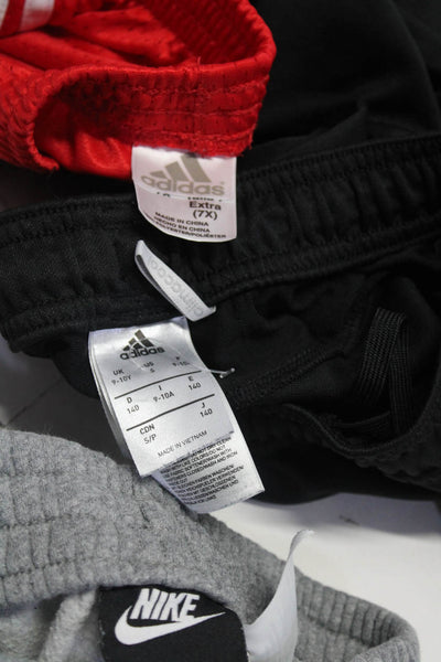 Adidas Nike Boys Sweatpants Athletic Shorts Black Red Gray Size 7X S Lot 3