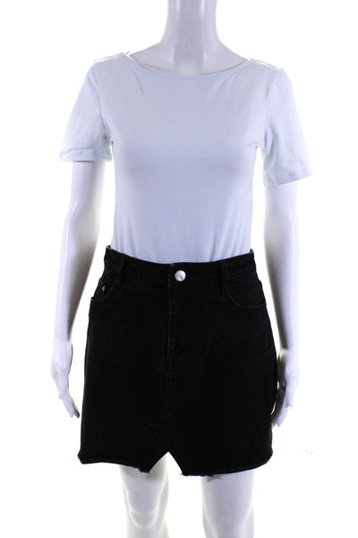 Maje Women's High Rise Denim Mini Skirt Black Size FR.38