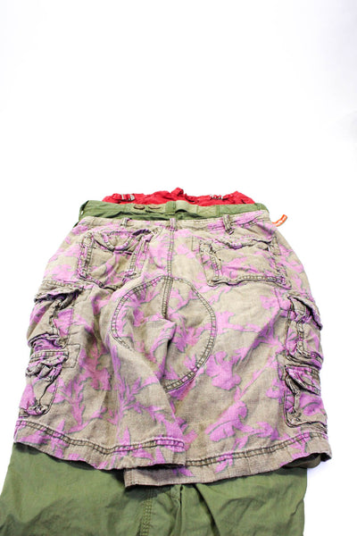 Club Monaco Superdry Mens Pink Brown Printed Cargo Shorts Size 31 M Lot 3