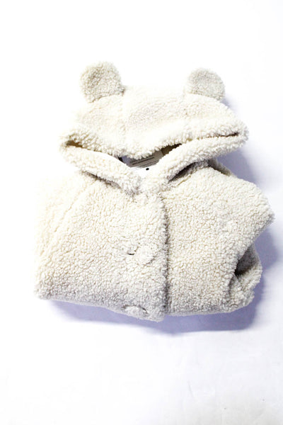 Il Gufo Baby Bear Ears Fleece Long Sleeved Buttoned Overcoat Beige Size 9 M