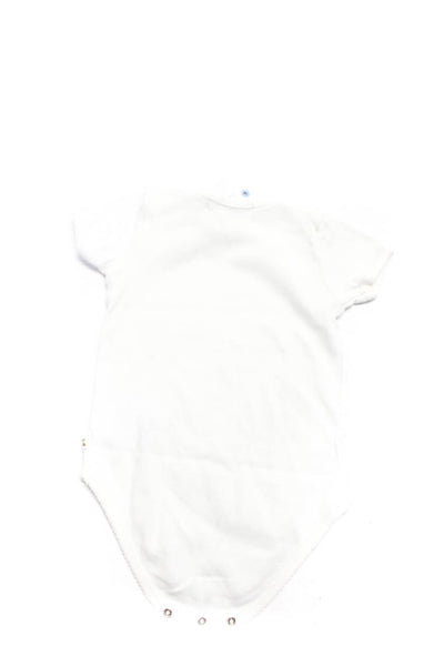 Bonpoint Baby Cotton Short Sleeved Buttoned Round Neck  White Size 12 M