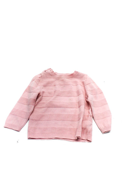 Bonpoint Baby Girls Striped Round Neck Long Sleeved Sweater Top Pink Size 12 M