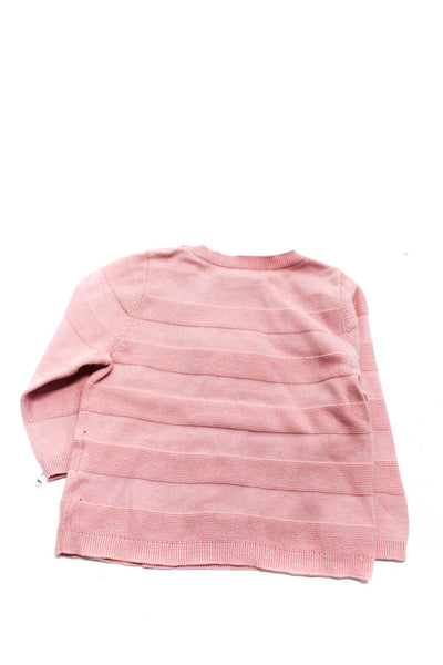 Bonpoint Baby Girls Striped Round Neck Long Sleeved Sweater Top Pink Size 12 M
