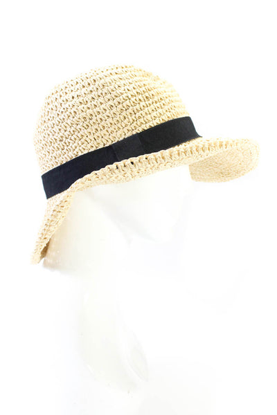 Zara Womens Houndstooth Woven Textured Breton Floppy Hats Black Size S M Lot 2