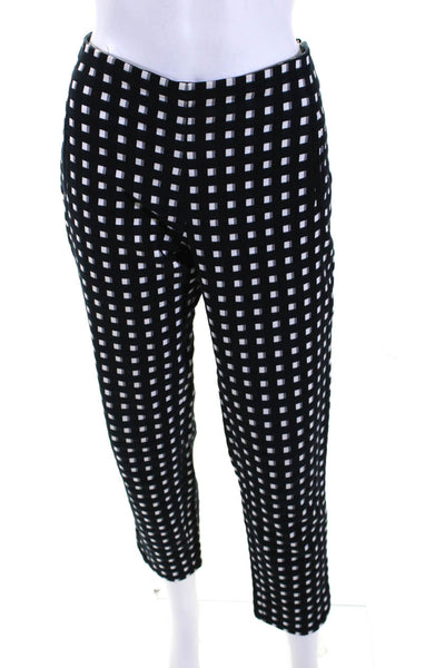 Gerard Darel Women's Checkered Straight Leg Pull On Pants Black Size FR.40