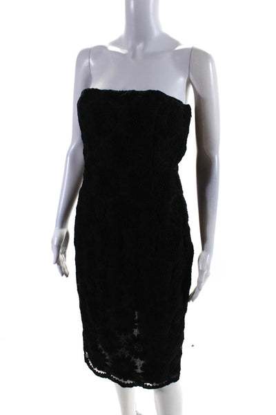 Giambattista Valli Womens Back Zip Strapless Embroidered Sexy Dress Black IT 46