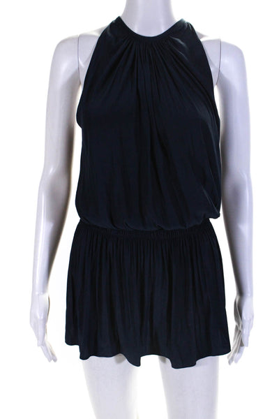 Ramy Brook Women's Halter Neck Sleeveless Drop Waist Mini Dress Blue Size S