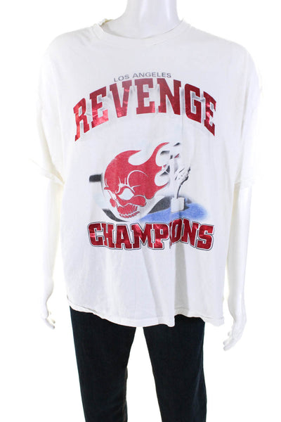Revenge Men's Crewneck Short Sleeves Graphic T-Shirt White Size XL