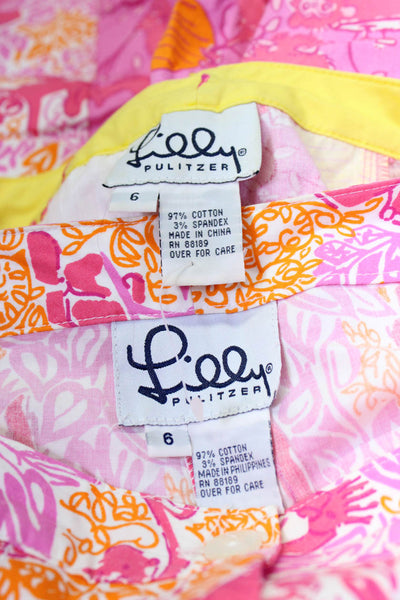 Lilly Pulitzer Womens Cotton Floral Print Capri Pants Multicolor Size 6 Lot 2